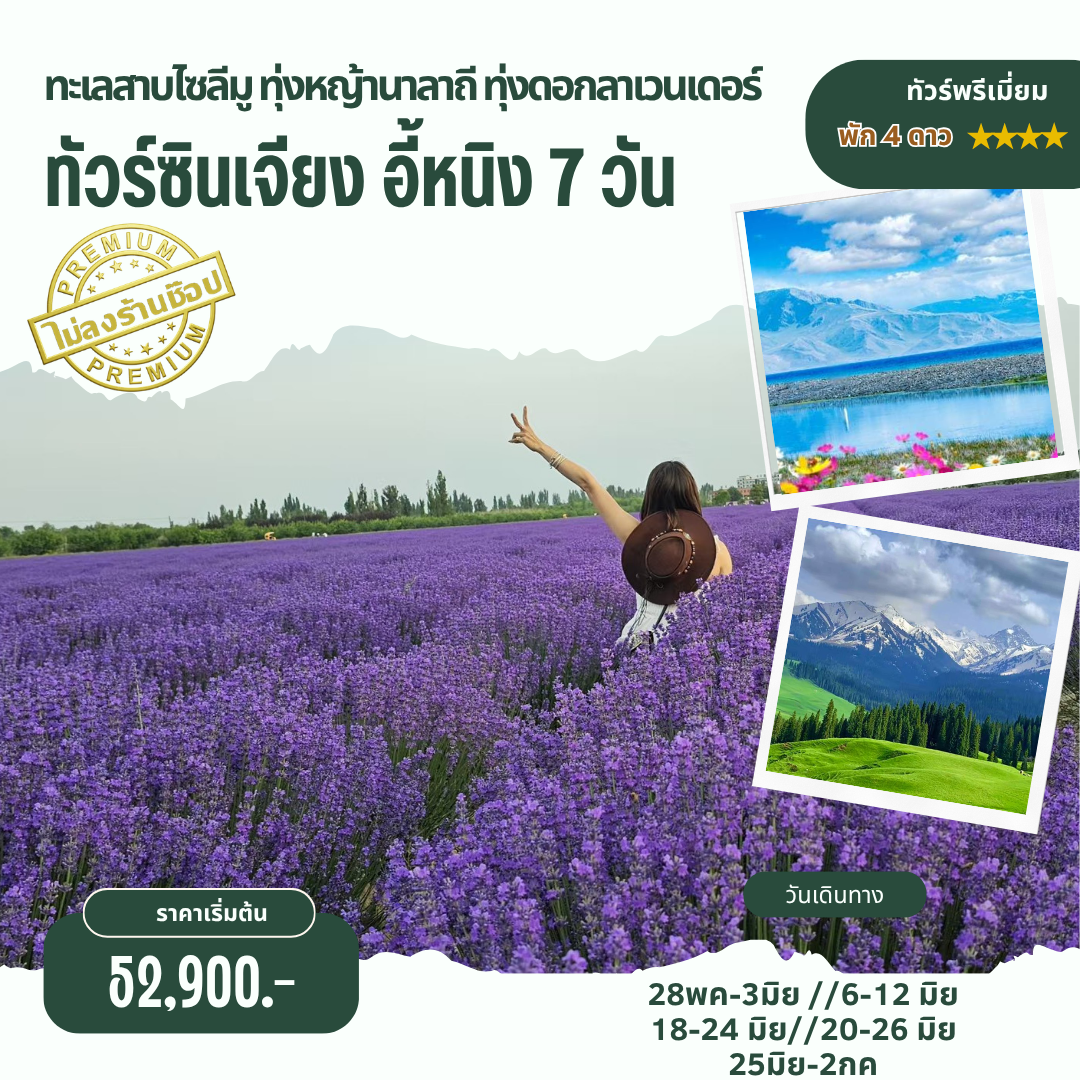 ทัวร์จีน ซินเจียง อี้หนิง ทุ่งดอกลาเวนเดอร์ 7วัน 6คืน (3U)