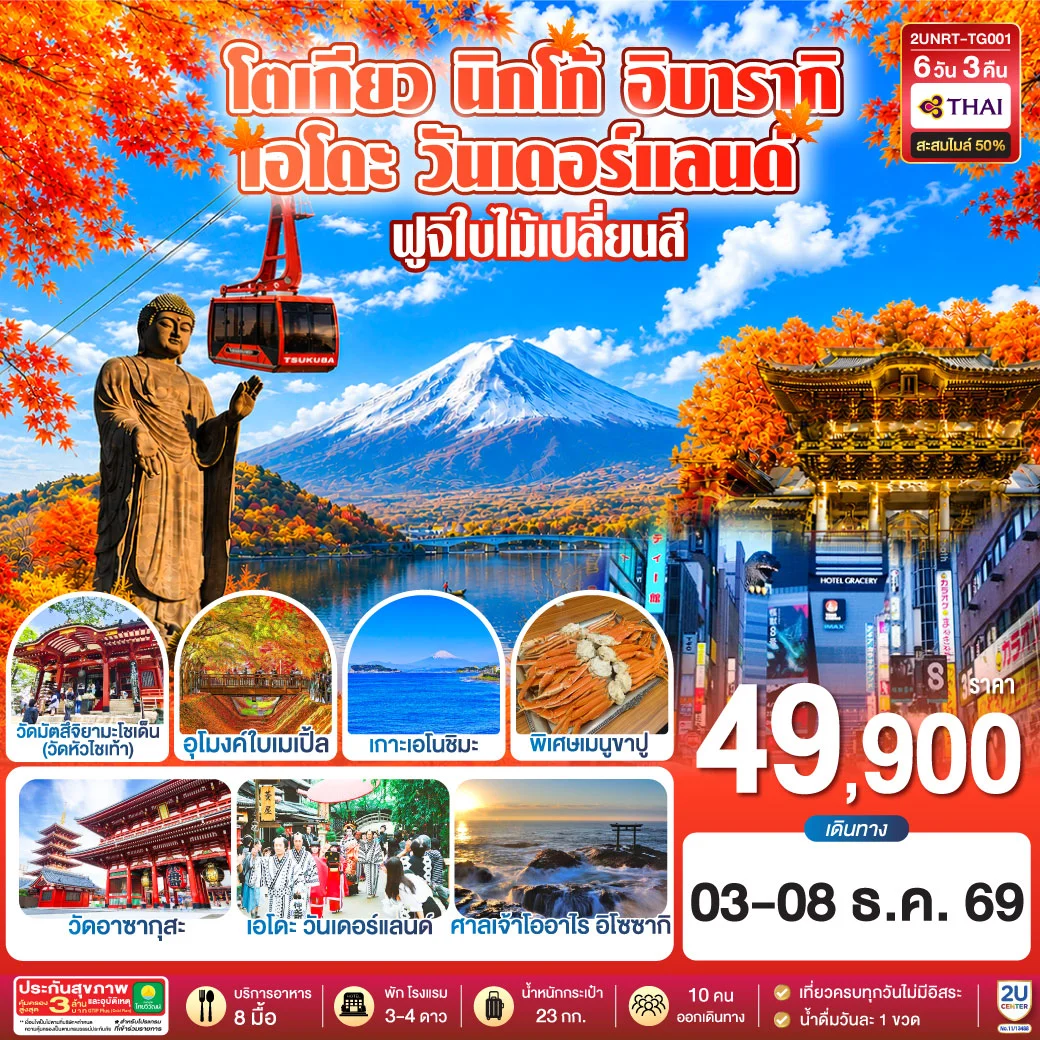 ทัวร์ญี่ปุ่น โตเกียว นิกโก้ เอโดะ วันเดอร์แลนด์ ฟูจิเปลี่ยนสี 6วัน 3คืน (TG)